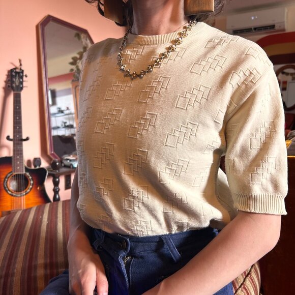 1960s knitted square short sleeved top from Ban Lon by Paris Star! - Picture 3 of 13